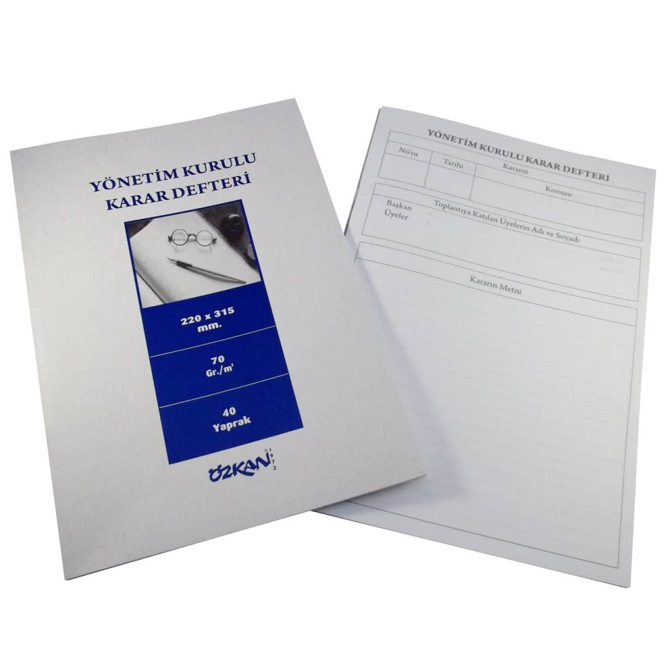 Özkan Kurul Karar Defteri 40 Yaprak