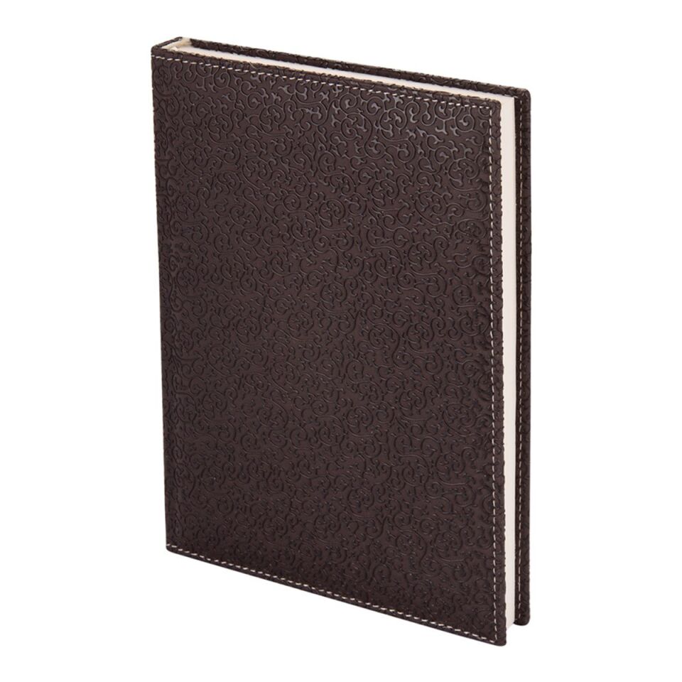 2K Deri Kapak Defter Ajanda Tarihsiz Kareli 4913 Kahverengi 17x24 Cm