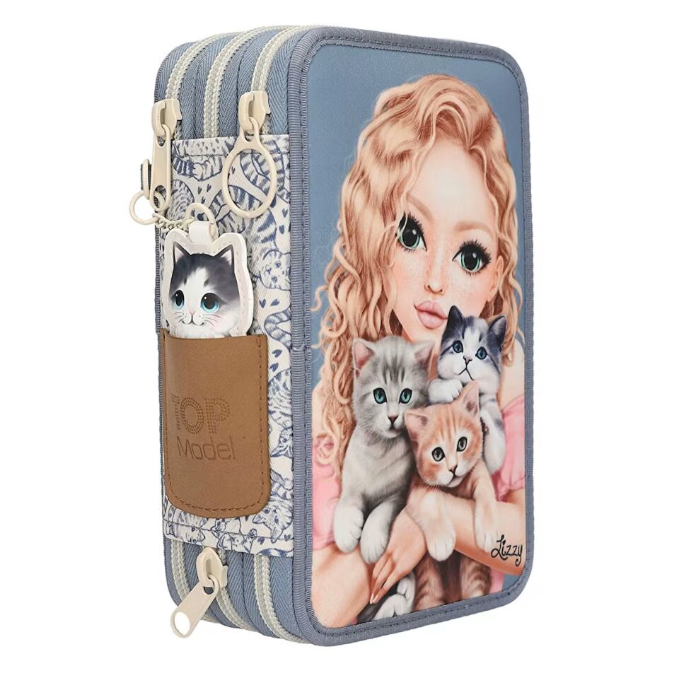 Top Modell 3 Katlı Kedi Sevgisi Dolu Kalem Kutusu