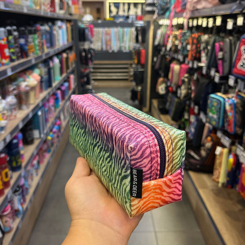 B&D Kalem Çantası Simli Zebra Desenli Büyük Bd-Kcs151