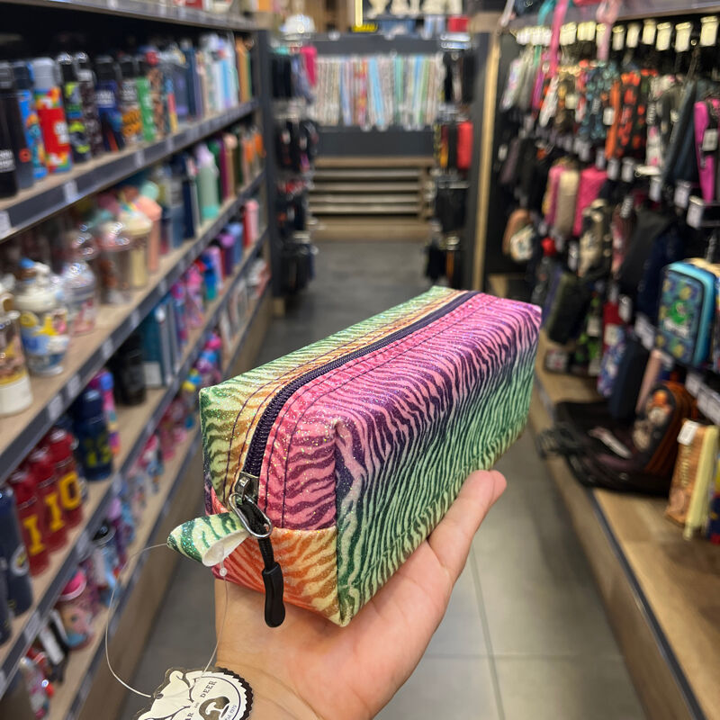 B&D Kalem Çantası Simli Zebra Desenli Büyük Bd-Kcs151