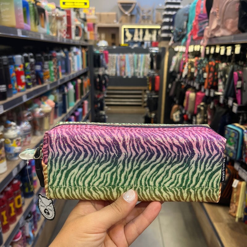 B&D Kalem Çantası Simli Zebra Desenli Büyük Bd-Kcs151