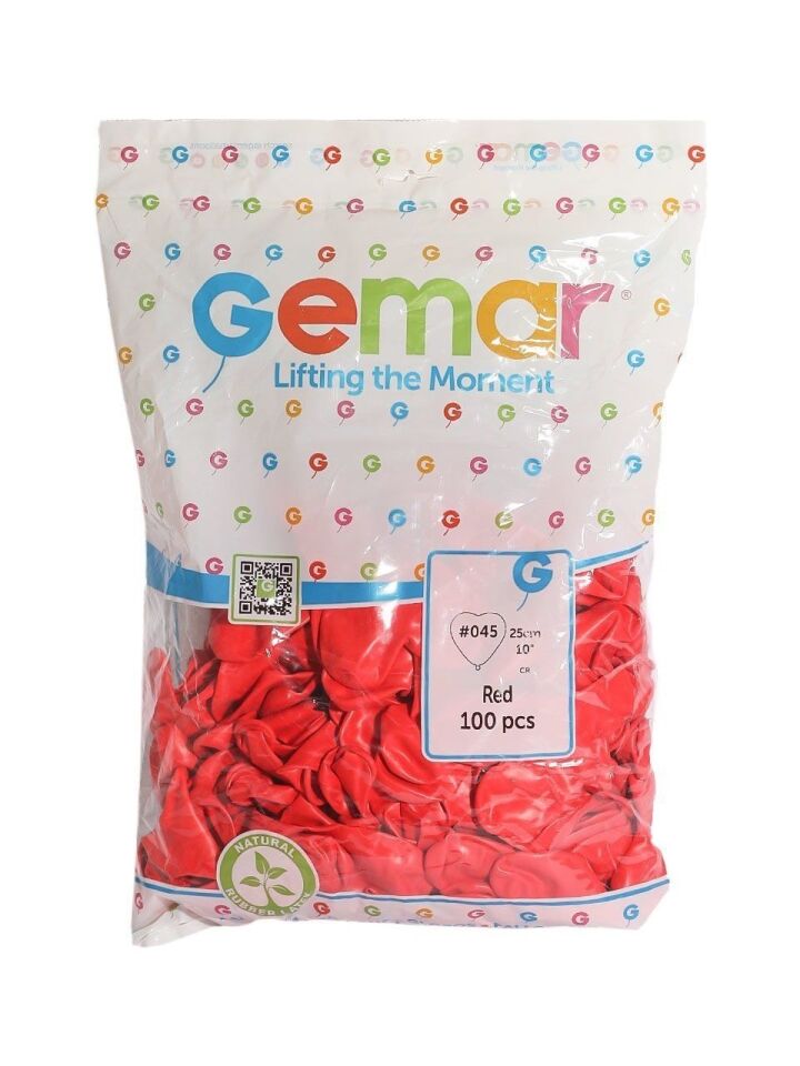 Gemar Balon Kalpli Kırmızı 10'' 100 Lü Paket