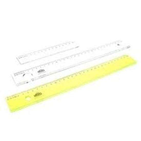 Hatas Geniş Plastik Cetvel Neon Şeffaf 30 Cm