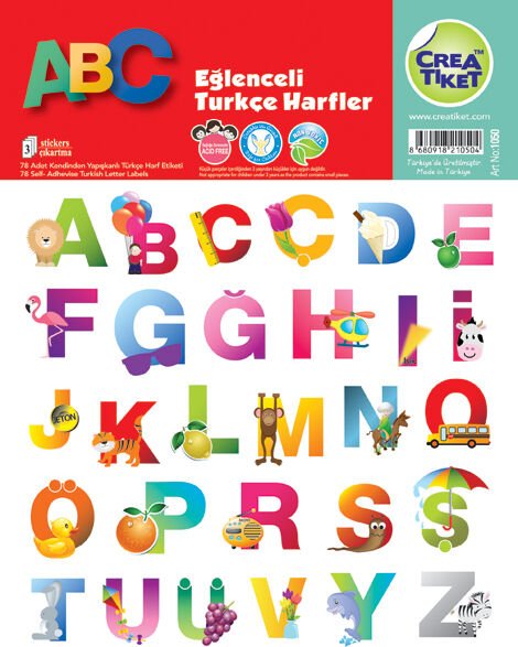 Crea Etiket Eğlenceli Türkçe Harfler