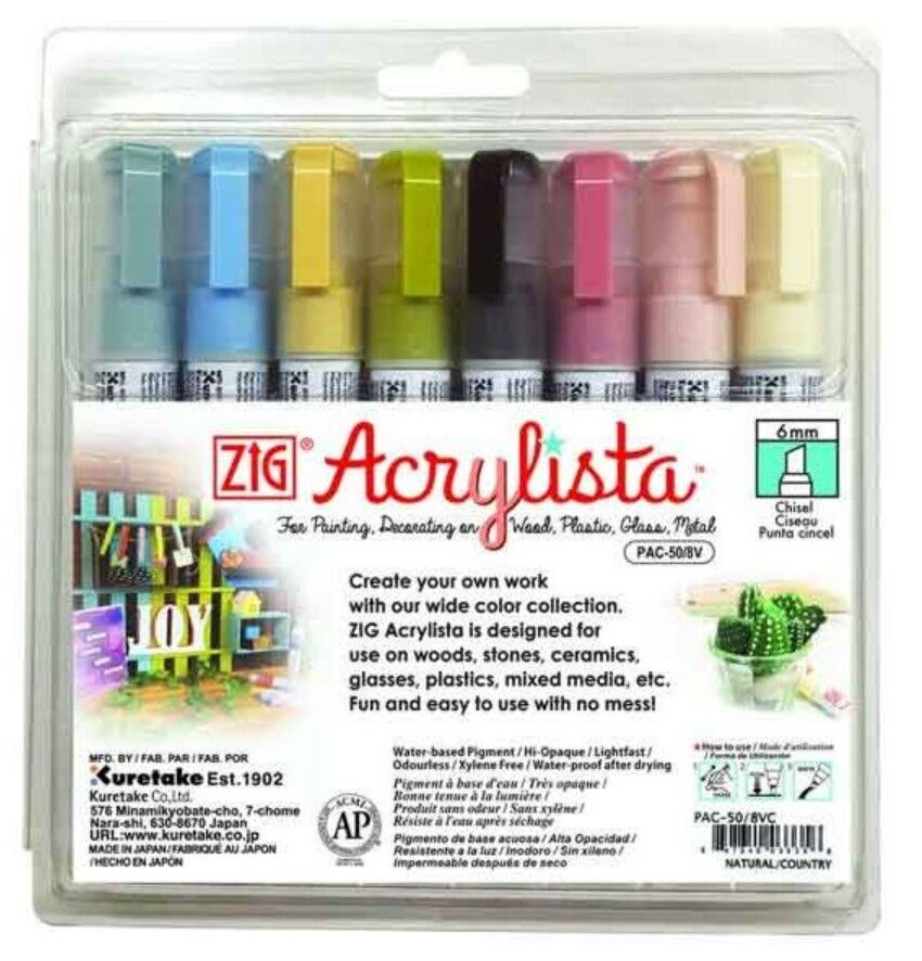 Zig Acrylısta Markör Kesik Uç Pac-50/8Vc 8Li Natural/Country