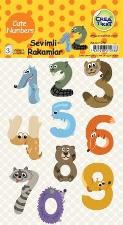 Crea Etiket Sevimli Rakamlar 8,7x16,2 Cm