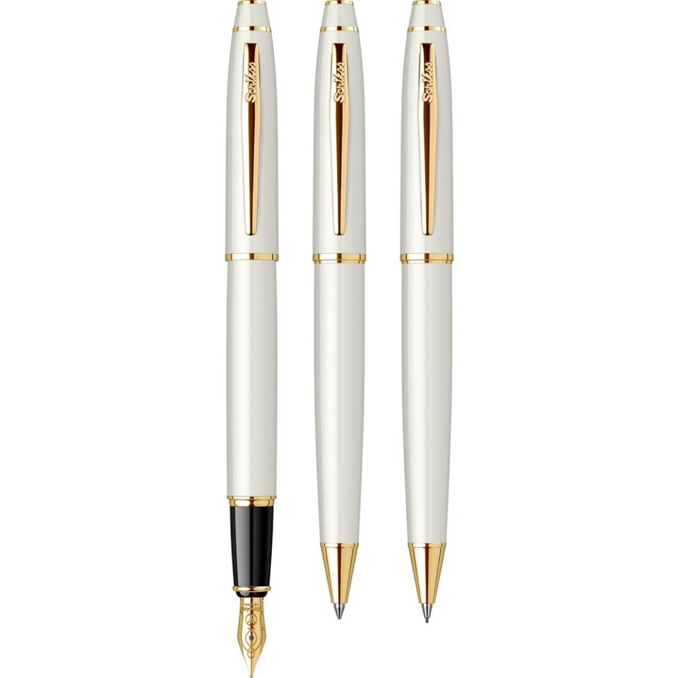 Scrikss 35 Dolmakalem - Tükenmez Kalem - Versatil 3 Lü Set Beyaz Altın