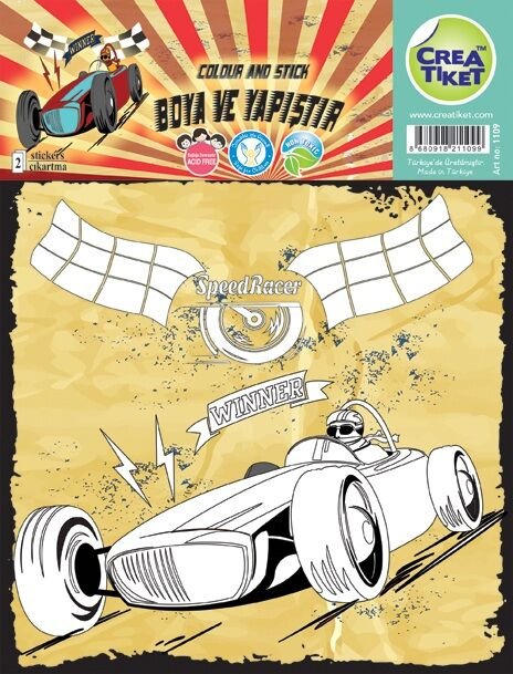 Crea Etiket Yarış Arabası - Motor