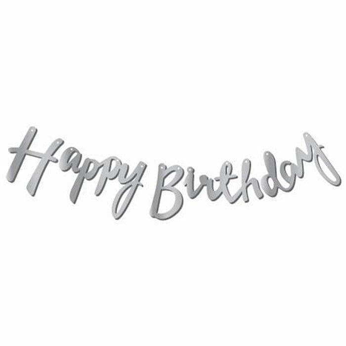 Astaş Happy Birthday Kaligrafi Banner Gümüş