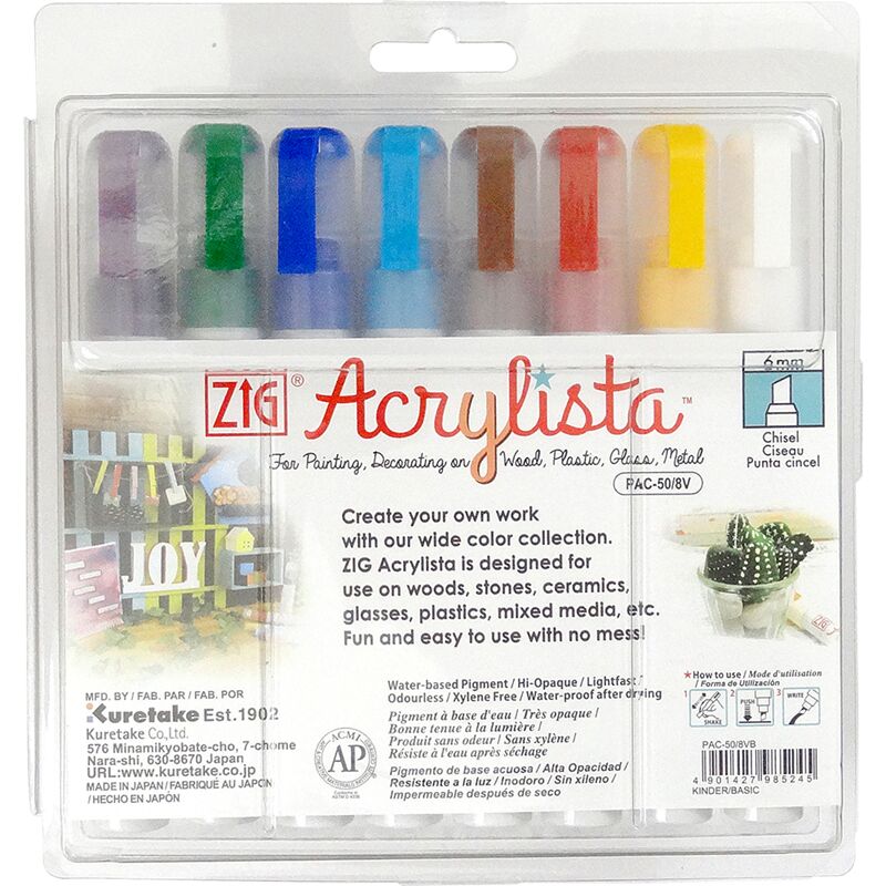 Zig Acrylista Markör Kesik Uç Pac-50/8Vb 8 Li Kinder/Basic