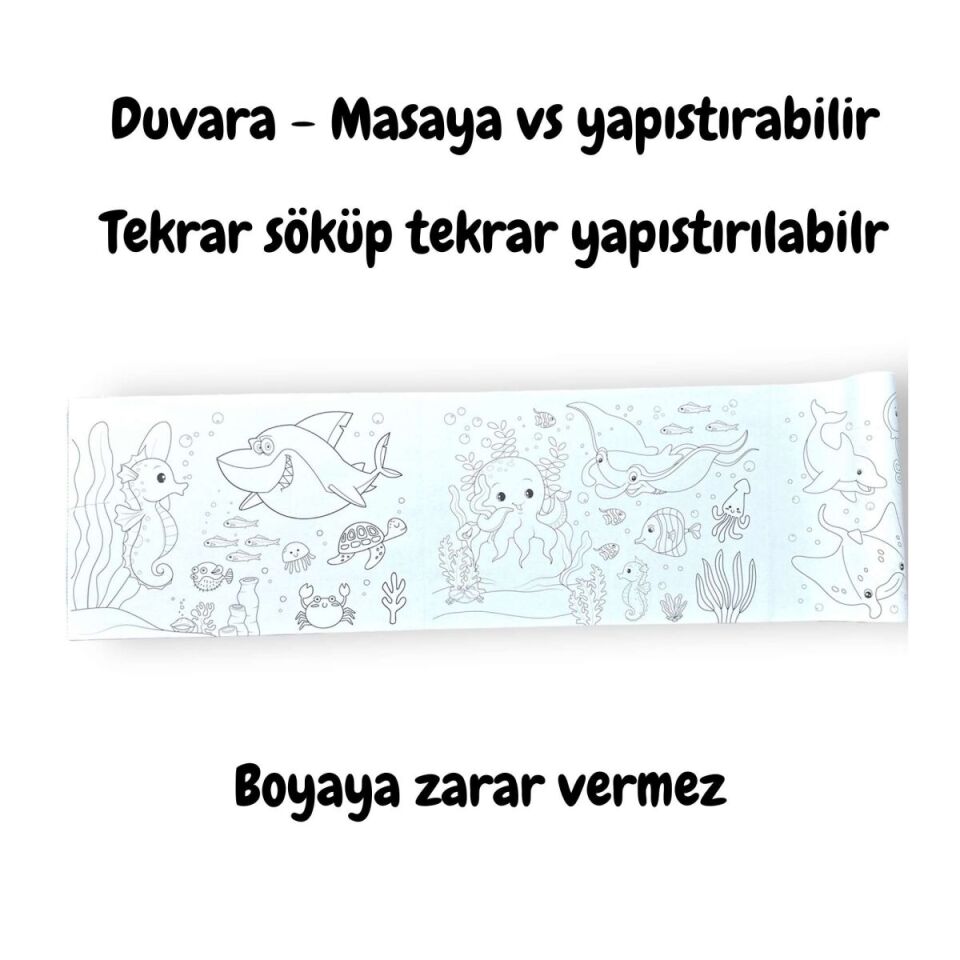 Lino Yapışkanlı Boyama Rulosu Sea World 86x20 Cm    