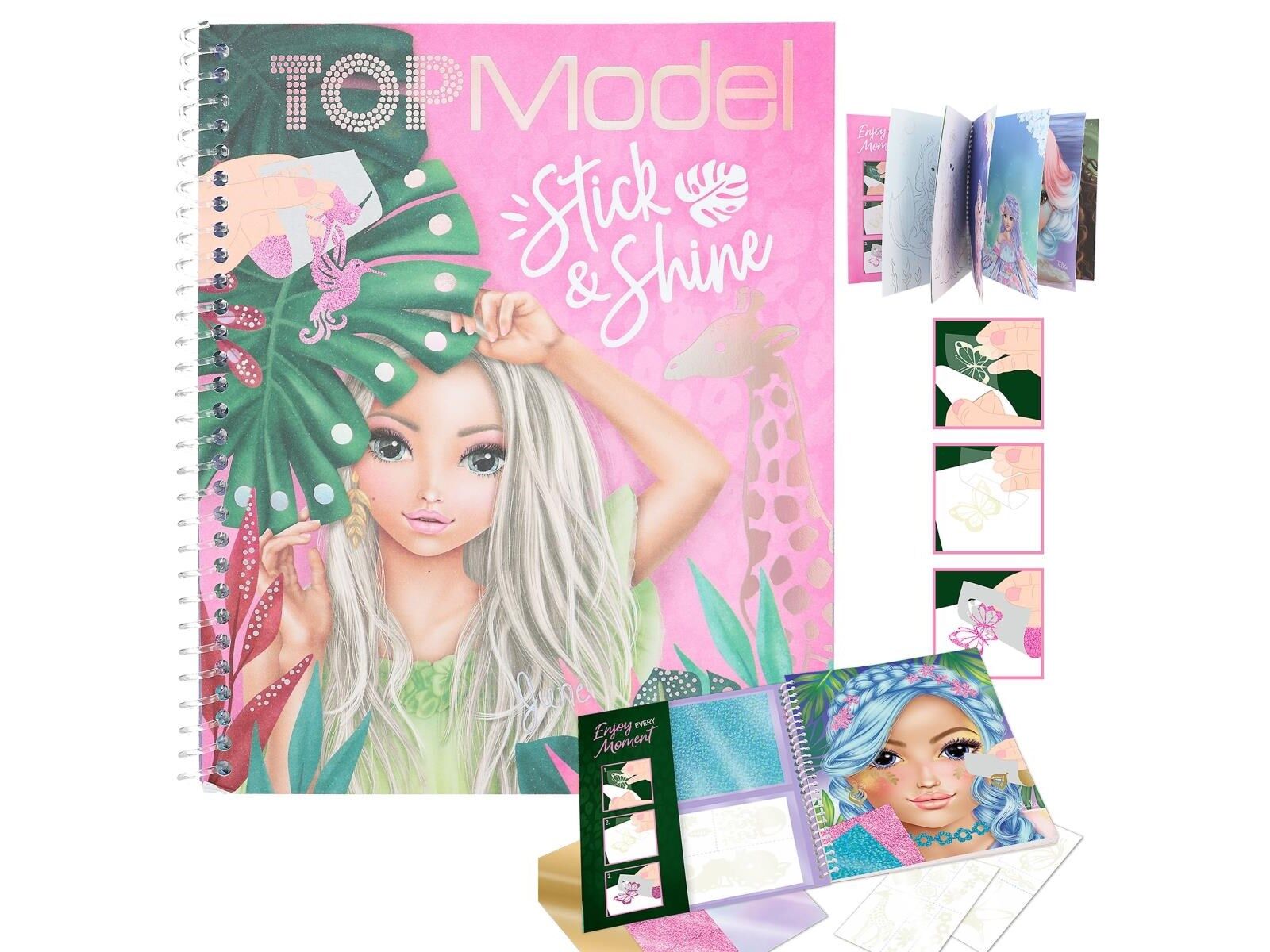 Top Model Kızlar Boyanabilir Şablonlu Stickerli Tasarım Defteri