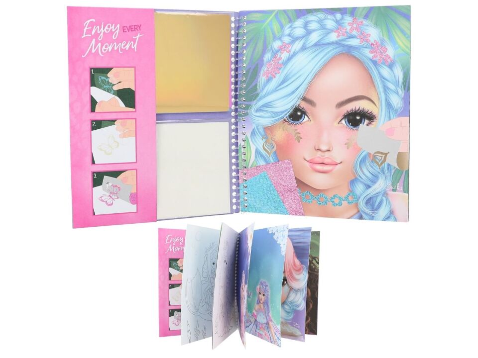 Top Model Kızlar Boyanabilir Şablonlu Stickerli Tasarım Defteri