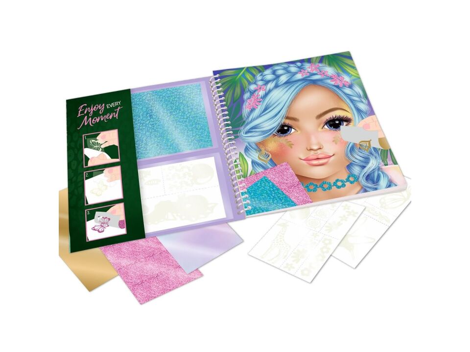 Top Model Kızlar Boyanabilir Şablonlu Stickerli Tasarım Defteri