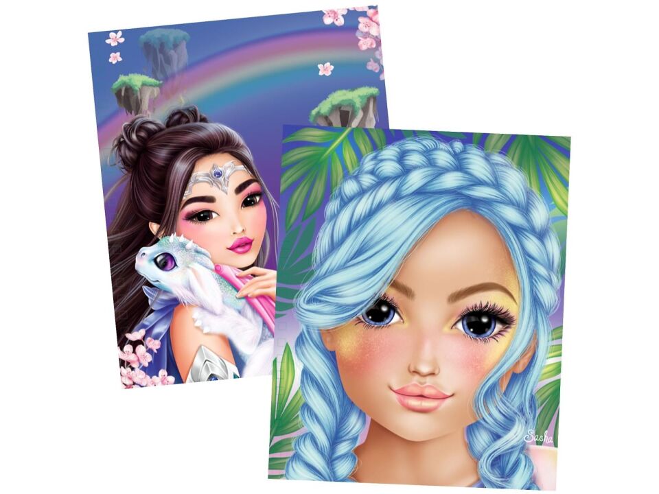 Top Model Kızlar Boyanabilir Şablonlu Stickerli Tasarım Defteri