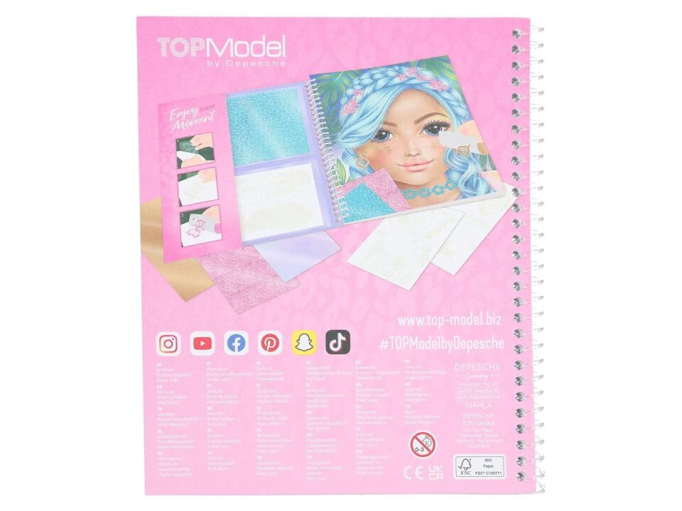 Top Model Kızlar Boyanabilir Şablonlu Stickerli Tasarım Defteri