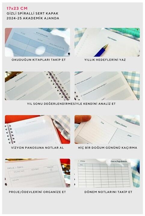 Victorias Journals 17x23 Gizli Spiralli Akademik Ajanda 2024-2025 100 Gr 192 Sayfa 1264