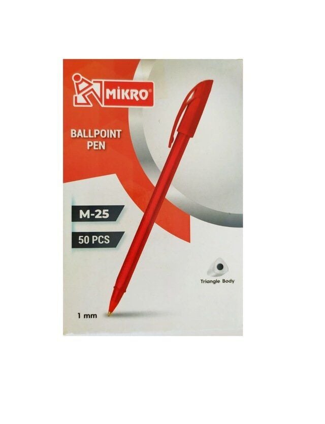 Mikro M-25 Tükenmez Kalem Kırmızı 50 Li Paket