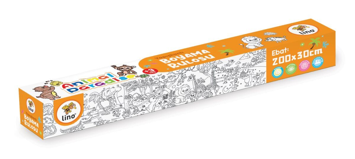 Lino Yapışkanlı Boyama Rulosu Animal Paradıse 200x30 Cm    