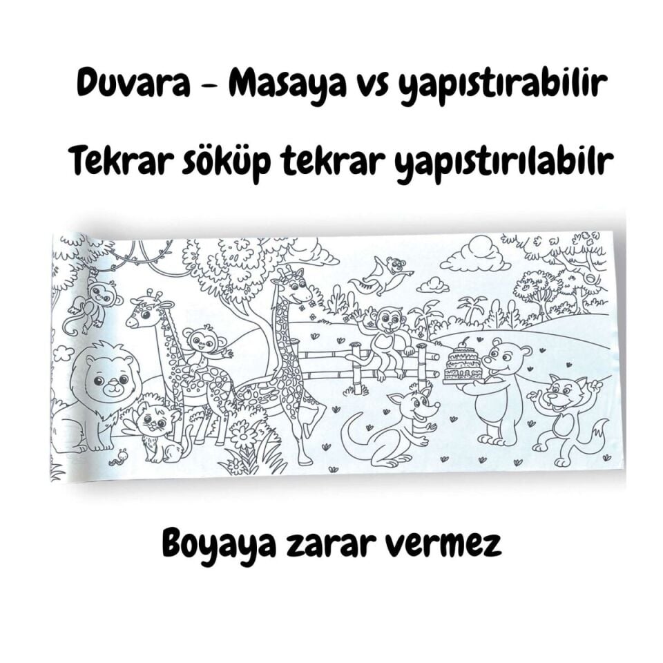 Lino Yapışkanlı Boyama Rulosu Animal Paradıse 200x30 Cm    