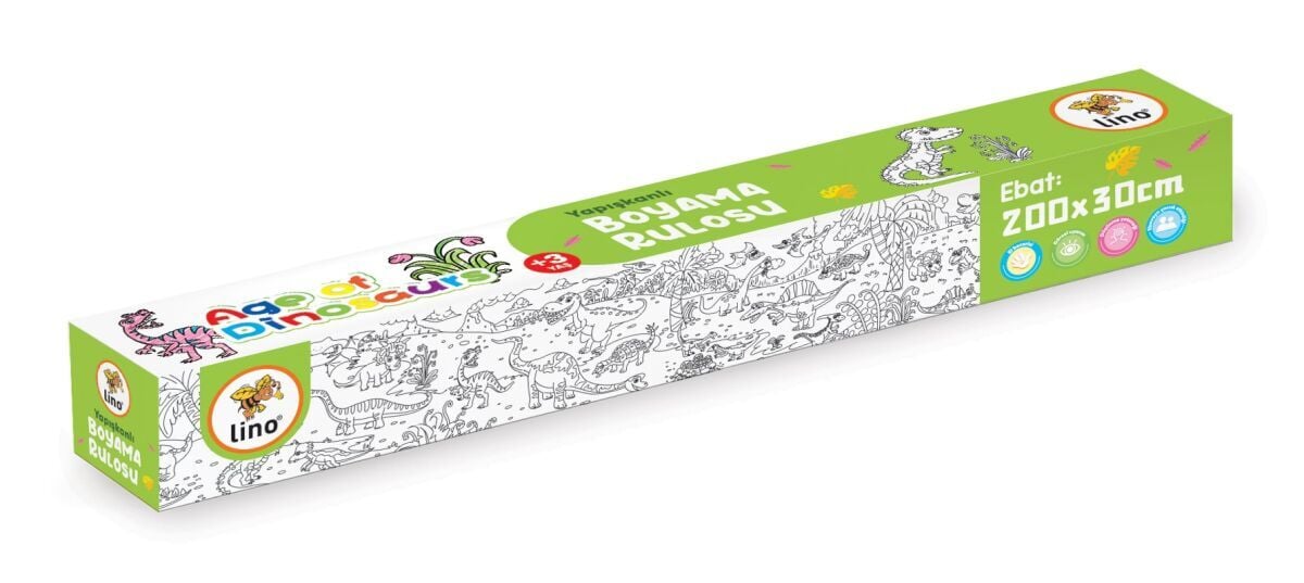 Lino Yapışkanlı Boyama Rulosu Age Of Dinosaurs 200x30 Cm    