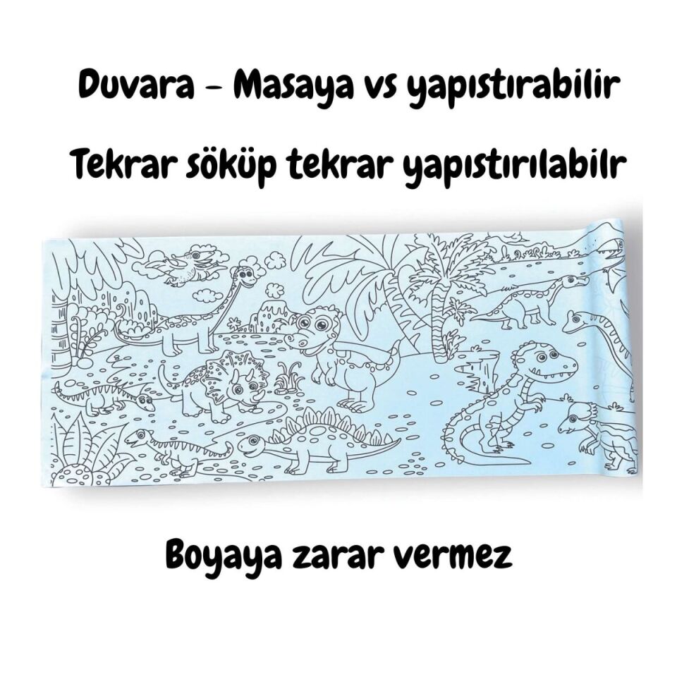 Lino Yapışkanlı Boyama Rulosu Age Of Dinosaurs 200x30 Cm    