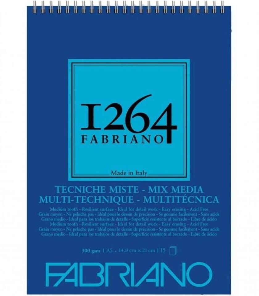 Fabriano 1264 Mix Media Defter 300 Gr A5 15 Yaprak Spiralli