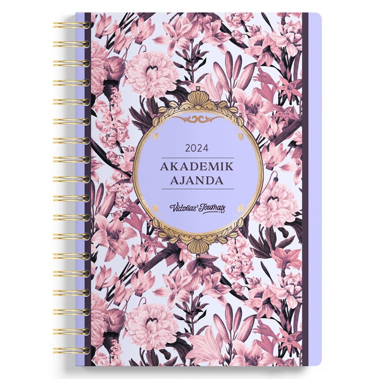 Victoria's Journals 17x23 Cm Spiralli Sert Kapak Akademik Ajanda 2024-2025  100 Gr 192 Sayfa
