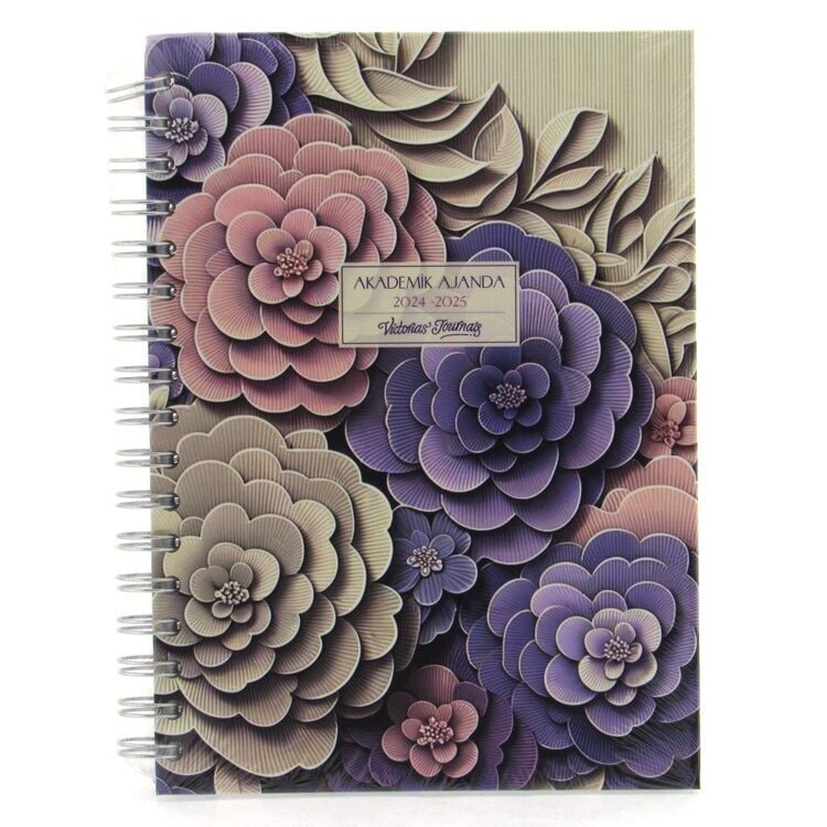 Victoria's Journals 17x23 Cm Spiralli Sert Kapak Akademik Ajanda 2024-2025  100 Gr 192 Sayfa