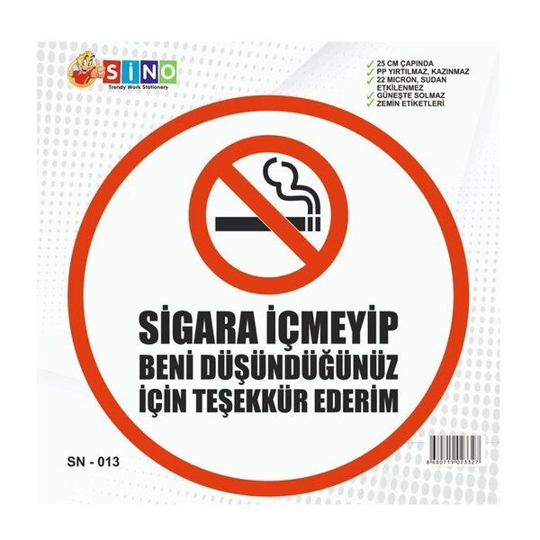 Sino Zemin Uyarı Etiketi Sigara İçmeyip Beni Düşündüğünüz İçin Teşekkür Ederim