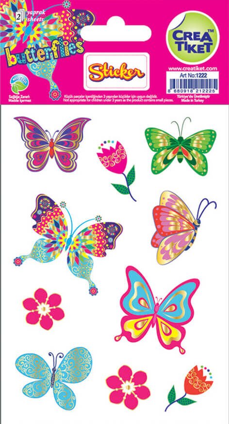 Crea Etiket Yaldızlı Çıkartma - Kelebek