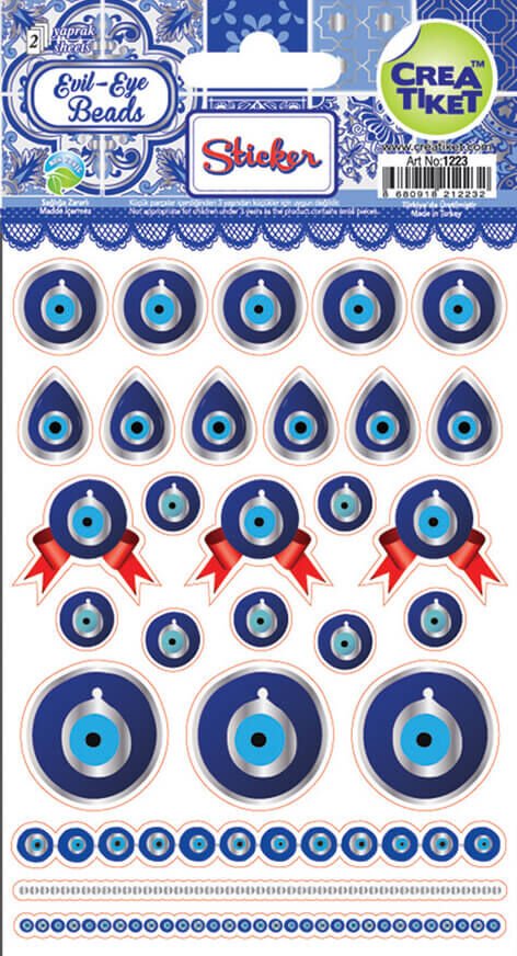 Crea Etiket Yaldızlı Çıkartma - Nazar Boncuğu