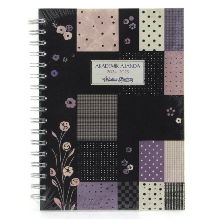Victoria's Journals 17x23 Cm Spiralli Sert Kapak Akademik Ajanda 2024-2025  100 Gr 192 Sayfa