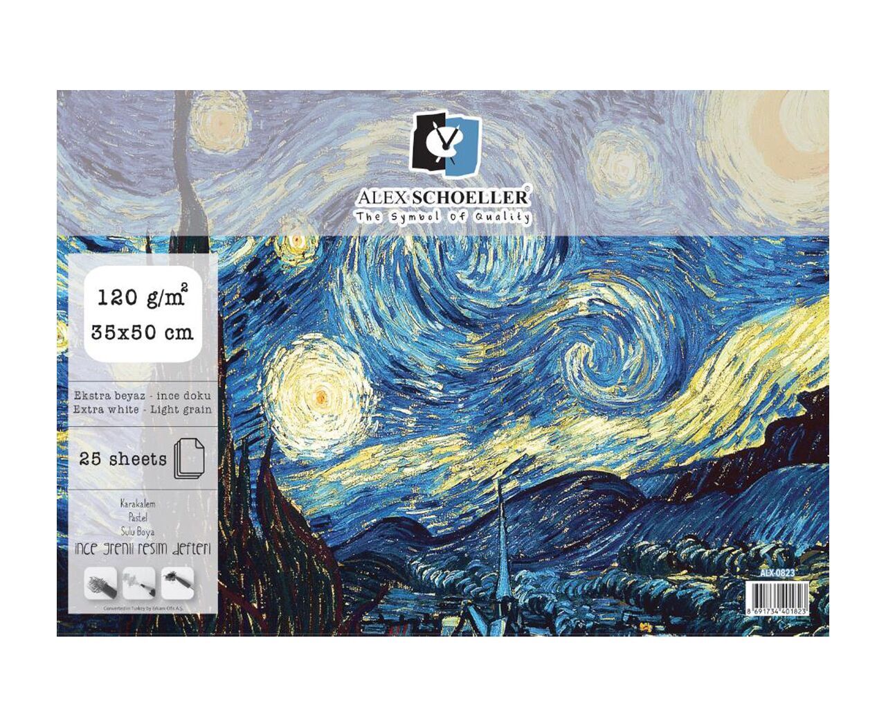 Alex Resim Defteri Spiralli Şeffaf Kapak 35x50 Cm 120 Gr 25 Sayfa Alx-0823