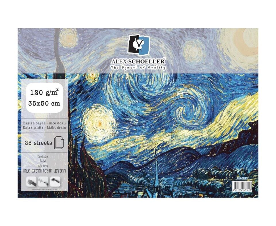 Alex Resim Defteri Spiralli Şeffaf Kapak 35x50 Cm 120 Gr 25 Sayfa Alx-0823