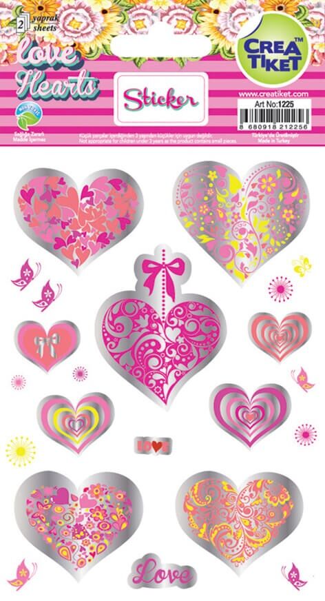 Crea Etiket Yaldızlı Çıkartma - Kalp