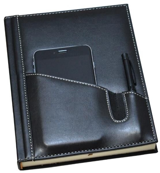 2K Deri Kapak Defter Ajanda Tarihsiz Kareli 5462 Siyah 17x24 Cm