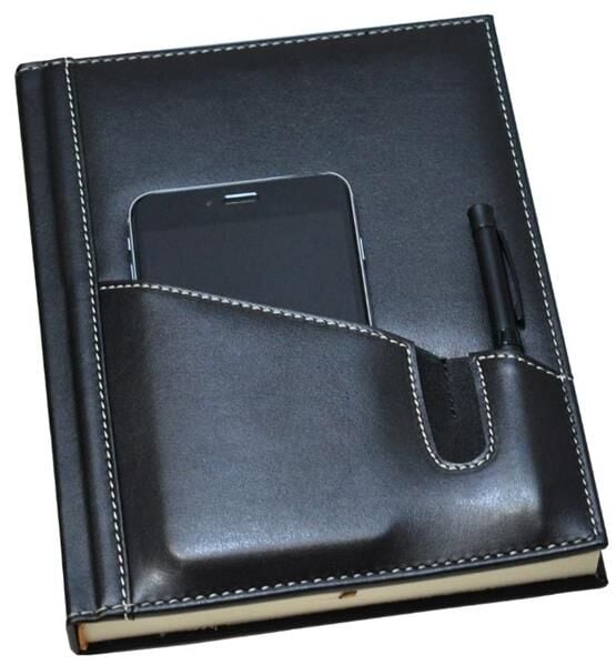 2K Deri Kapak Defter Ajanda Tarihsiz Kareli 5462 Siyah 17x24 Cm