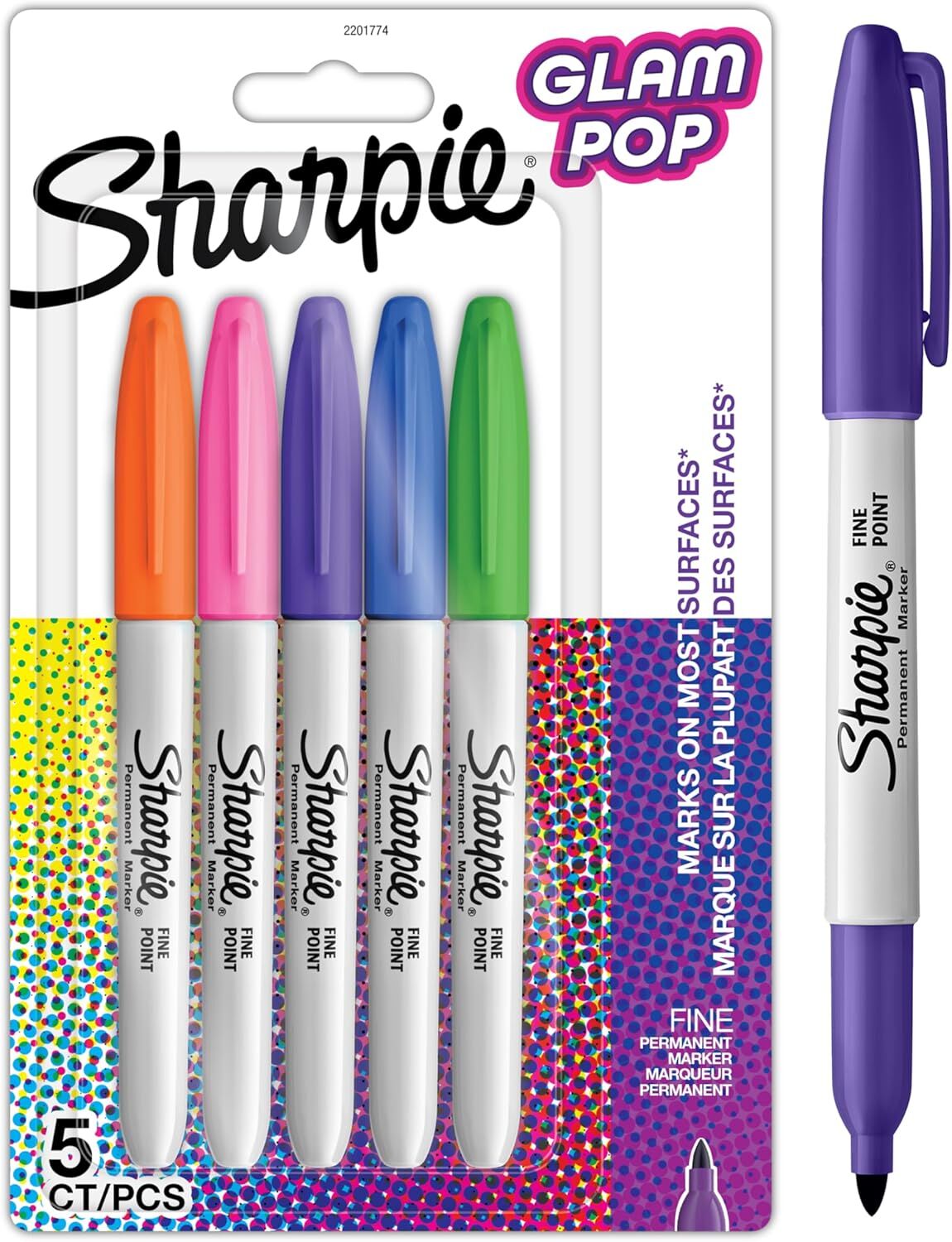Sharpie Permanent Fine 5 Li Glam Pop