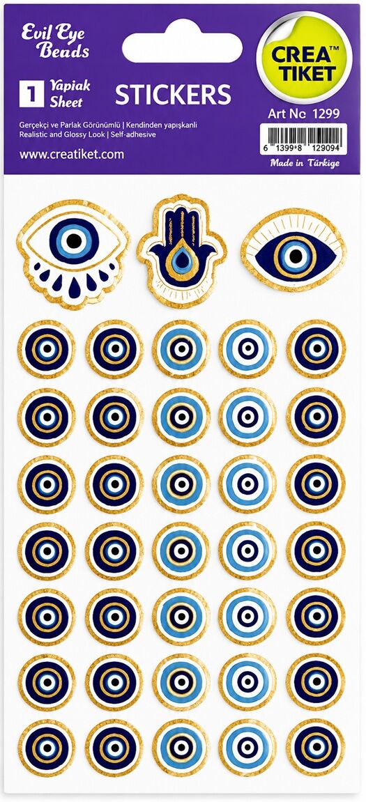Crea Etiket Nazar Boncuğu Sticker Yaldızlı