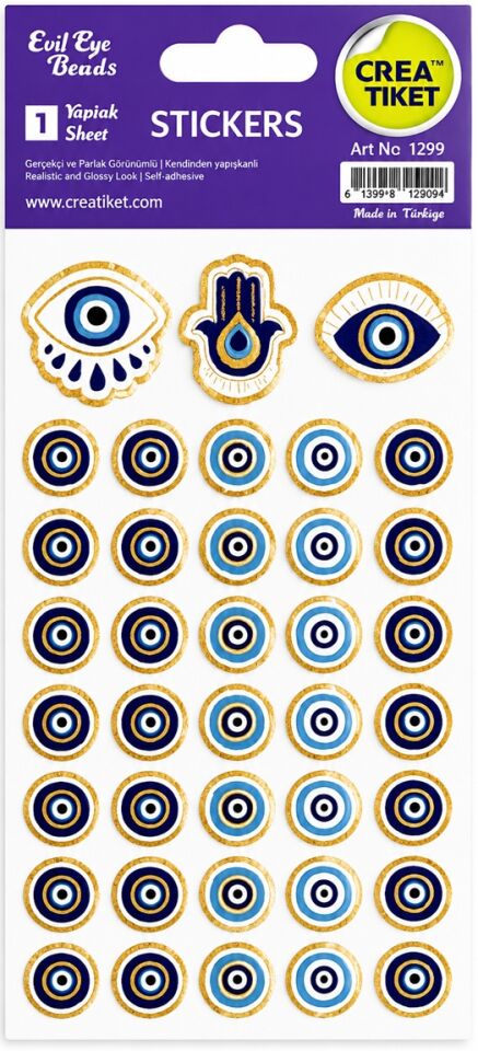 Crea Etiket Nazar Boncuğu Sticker Yaldızlı