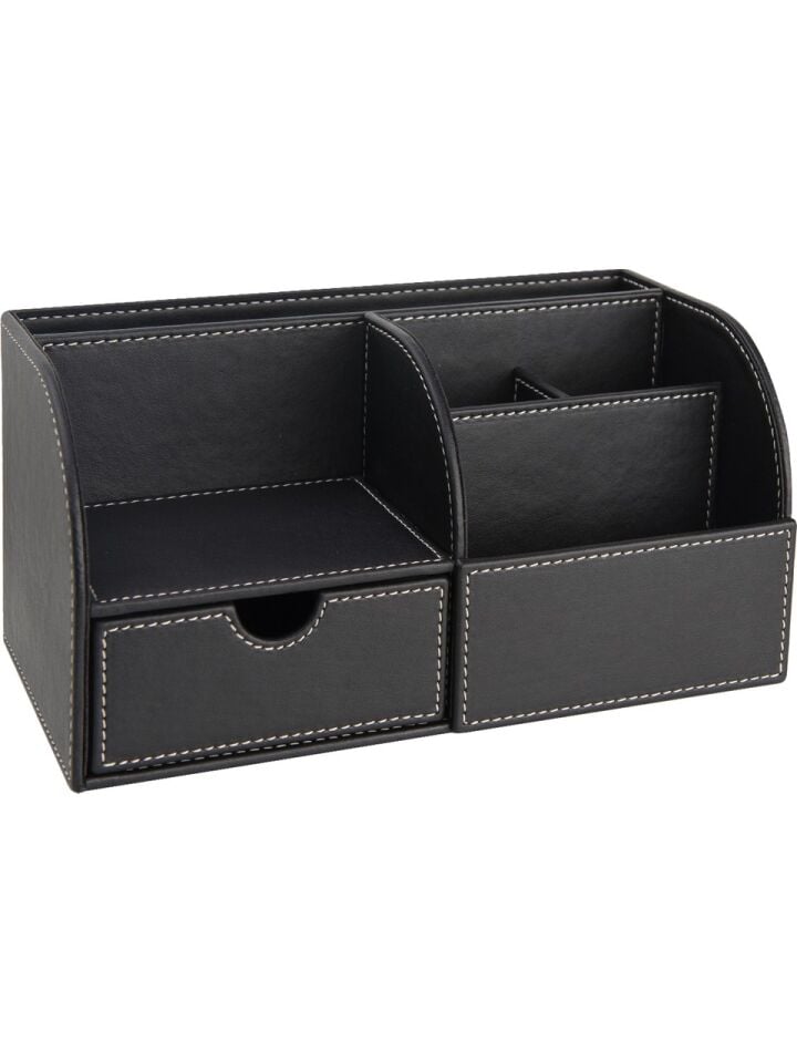 2K Masaüstü Düzenleyici 6 Gözlü Çekmeceli Destop Organizer Vegan 24,5x13x12 Siyah