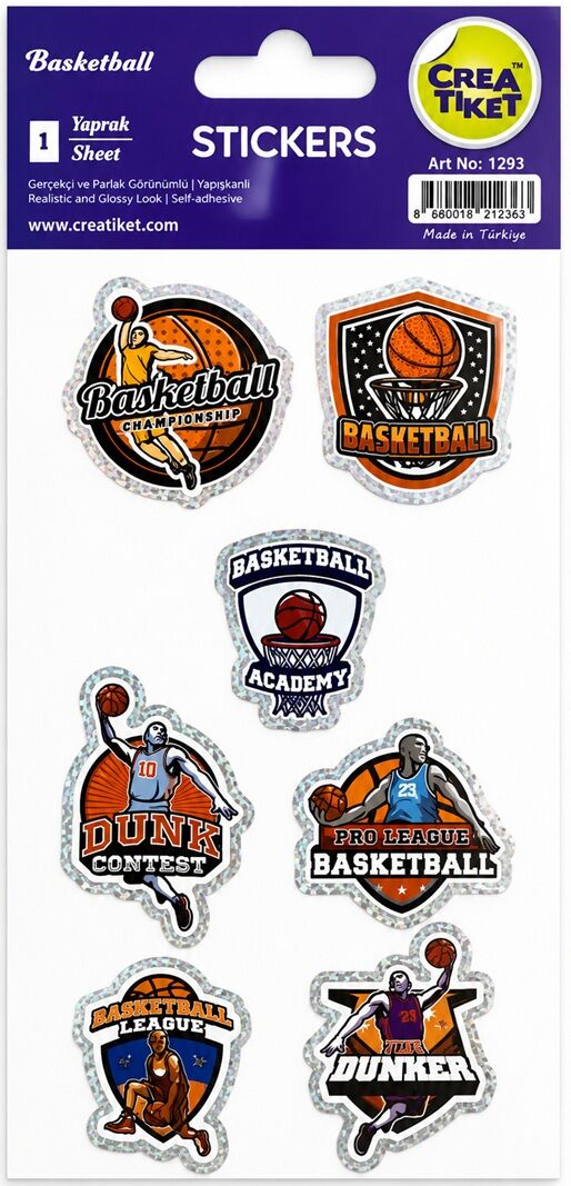Crea Etiket Basketball Sticker Yaldızlı