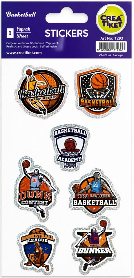Crea Etiket Basketball Sticker Yaldızlı