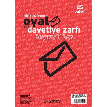 Oyal Davetiye Zarfı 14x20 Beyaz 110 Gr 25 Li