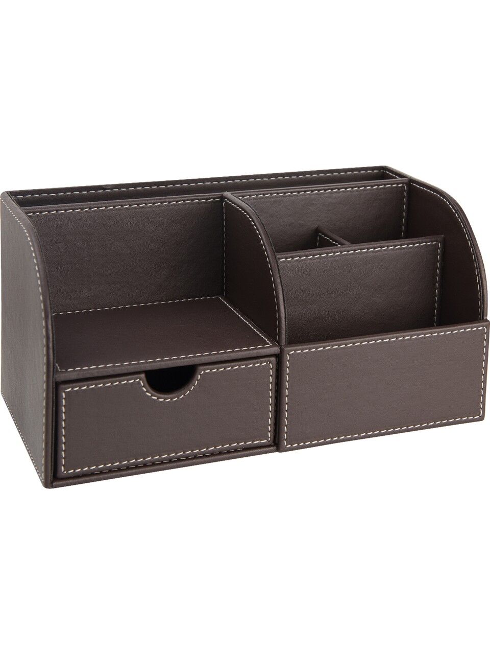 2K Masaüstü Düzenleyici 6 Gözlü Çekmeceli Destop Organizer Vegan 24,5x13x12 Kahve