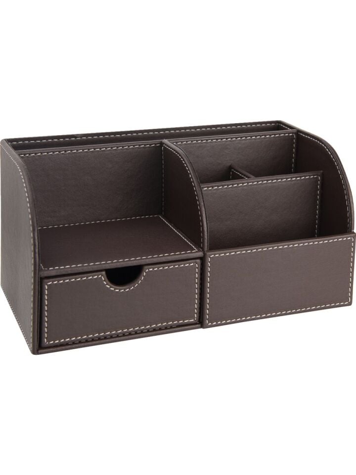 2K Masaüstü Düzenleyici 6 Gözlü Çekmeceli Destop Organizer Vegan 24,5x13x12 Kahve