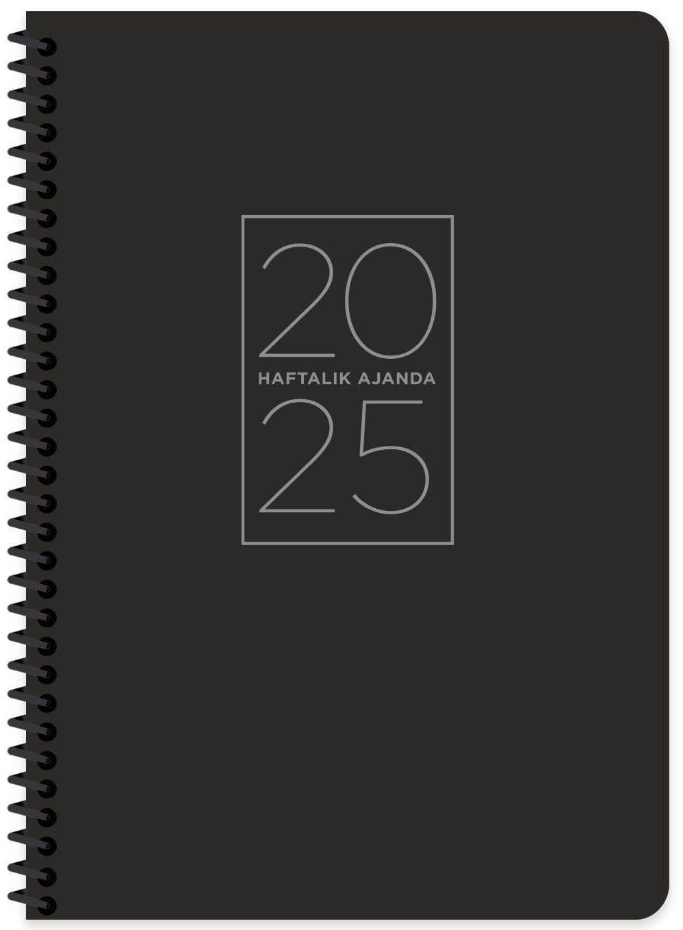 Keskin 2025 17x24 Spiralli Haftalık Ajanda Siyah