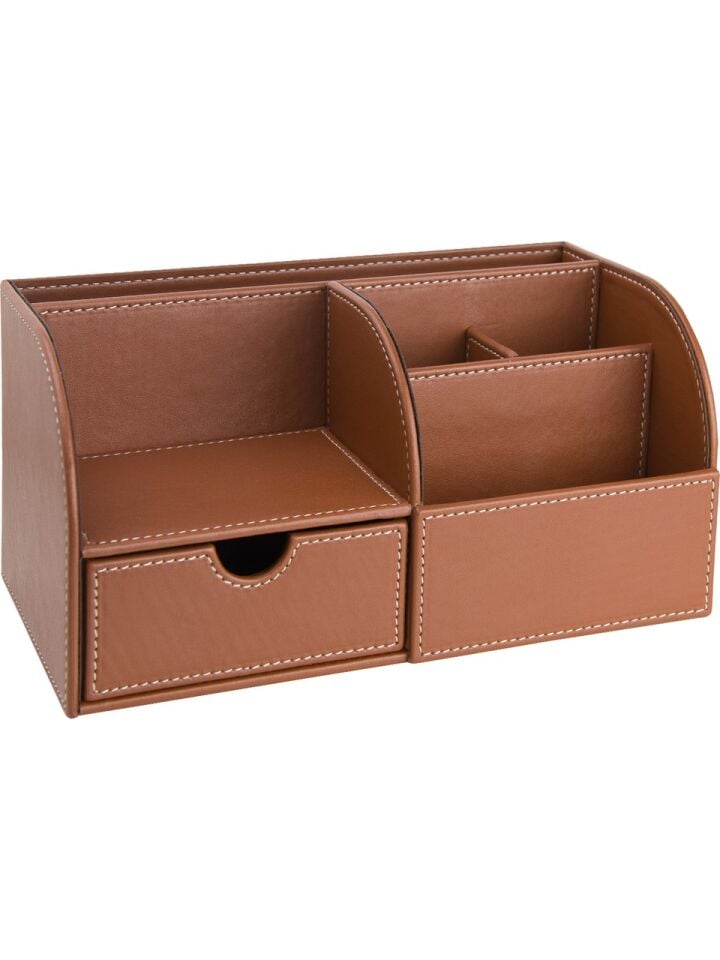 2K Masaüstü Düzenleyici 6 Gözlü Çekmeceli Destop Organizer Vegan 24,5x13x12 Taba